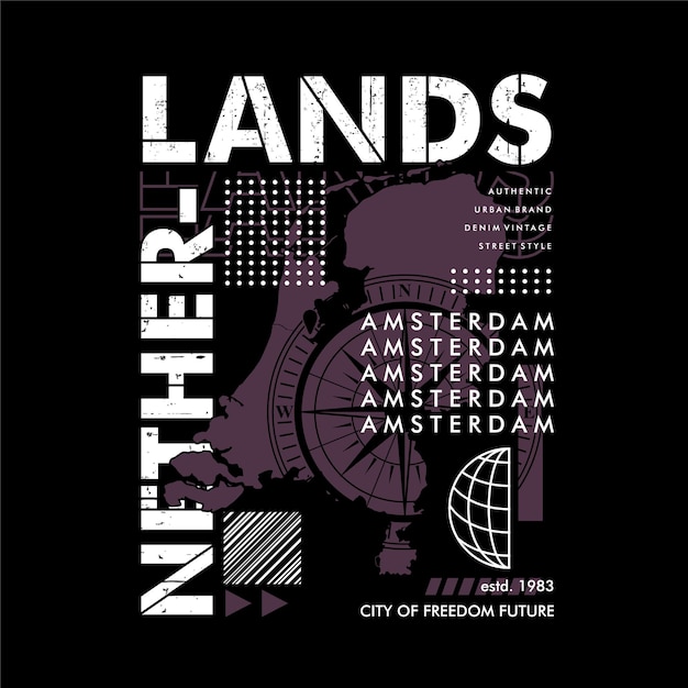 amsterdam netherlands abstract graphic vector typography print t shirt