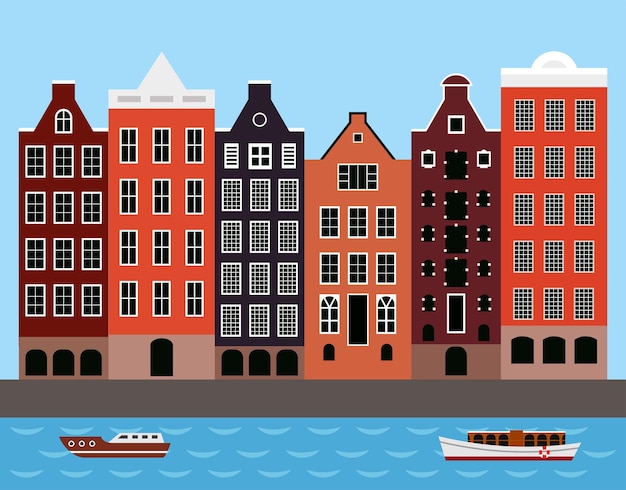 Amsterdam in old style. Amsterdam card.