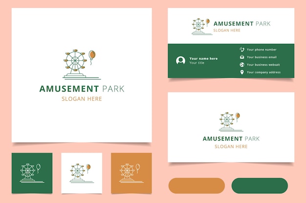 Amusement park logo design with editable slogan branding book and business card template