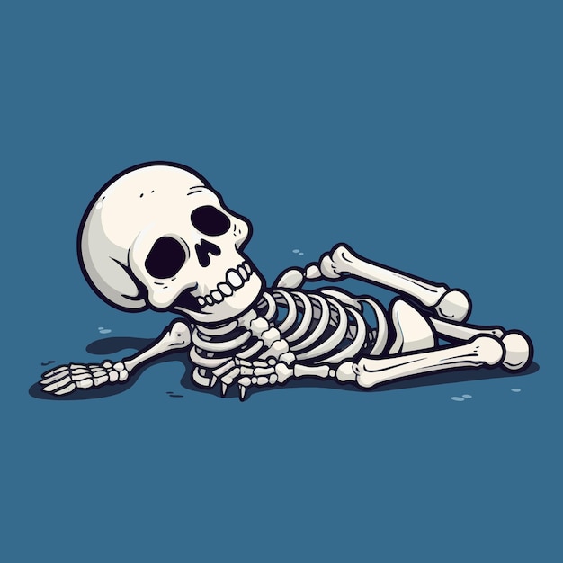 Amusing Cartoon Skeleton Resting Illustration