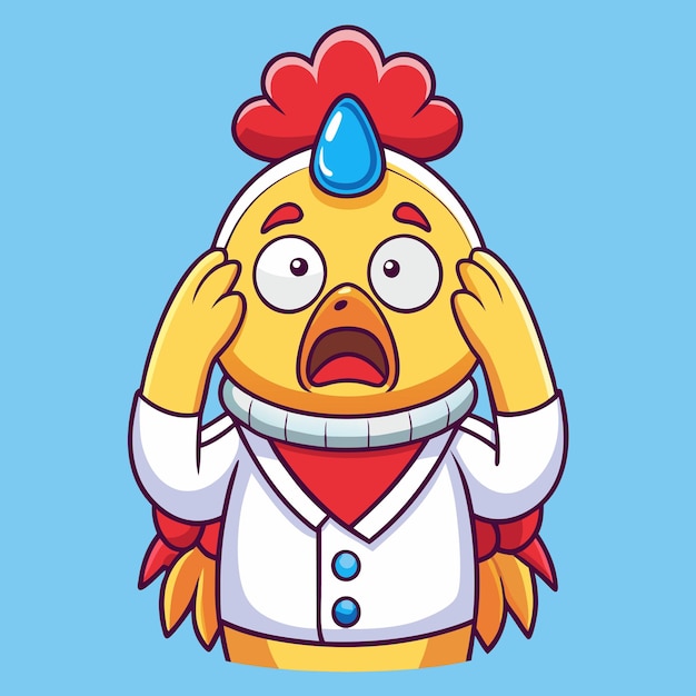 Vector amusing cartoon vector illustration of a chicken experiencing a headache