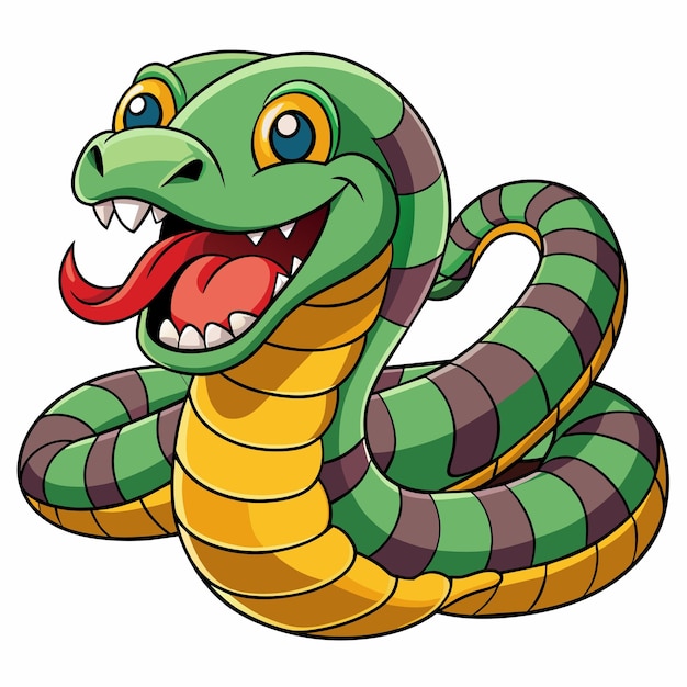 Anaconda Snake laughs vector kawaii