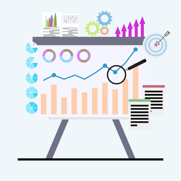 Vector analysis of business economic chart on whiteboard