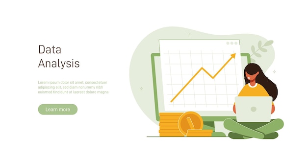 Analyst looks graph of earnings growth Marketing data analysis Business profit report