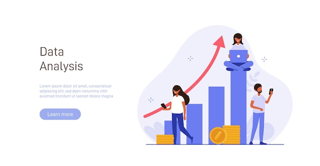 Analyst looks graph of earnings growth Marketing data analysis Business profit report