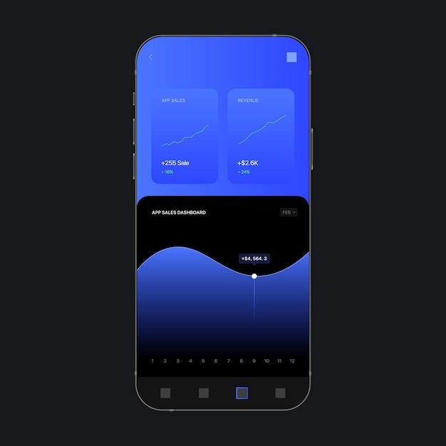 Analytics App. Sales Dashboard Graph UI Screen Concept. Vector illustration