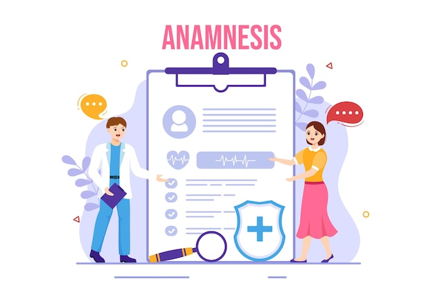 Anamnesis System Vector Illustration for Information About the Disease and Healthcare Database