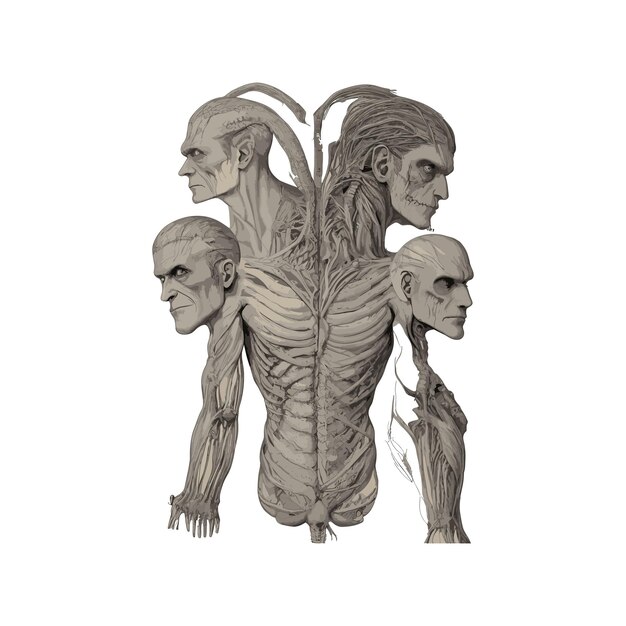 Vector anatomical drawings with the concept of frankenstein's monster t shirt design