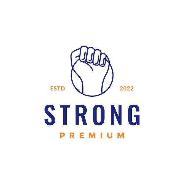 Vector anatomy body human hand strong clench line minimal logo design vector