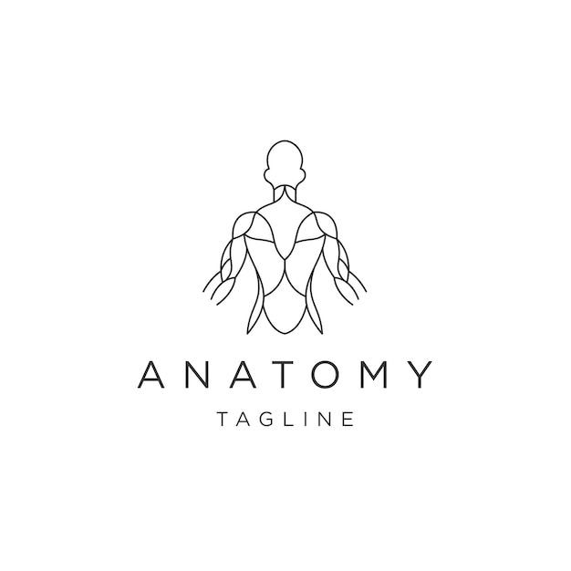 Anatomy line logo icon design template flat vector