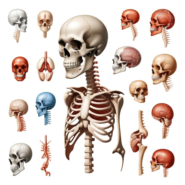 Anatomy vector set white background isolated a high