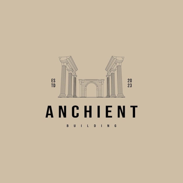 Vector anchient pillar greek rome illustration for historical building logo design