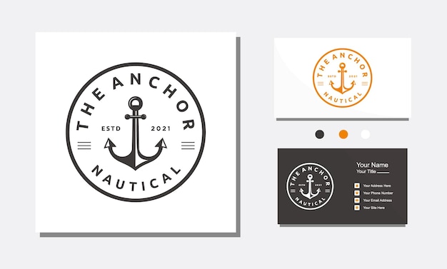 Anchor boat ship nautical minimalist circle logo design icon vector