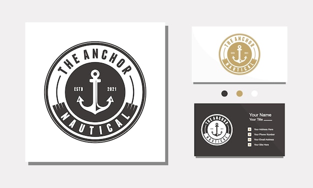 Anchor boat ship nautical minimalist circle logo design icon vector