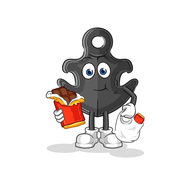 Anchor eat chocolate mascot cartoon vector