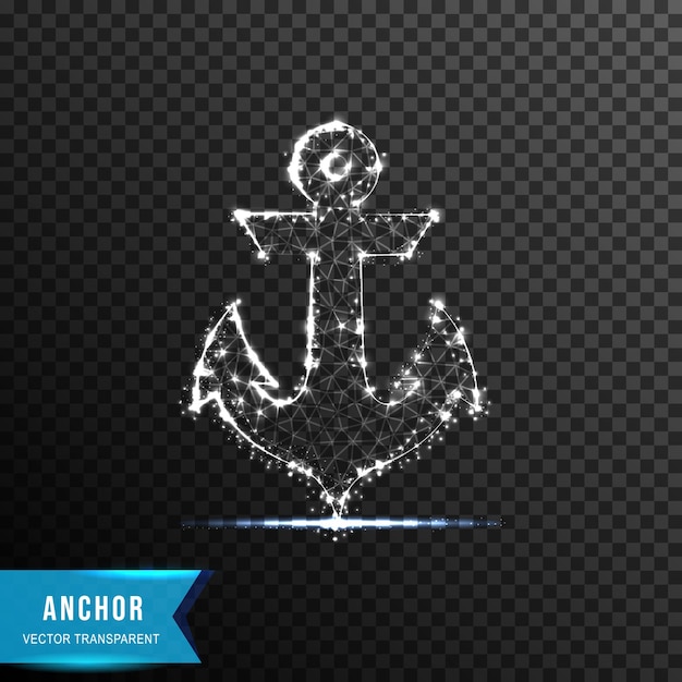 Anchor from connecting dot and line light effect vector illustration isolated on transparent background