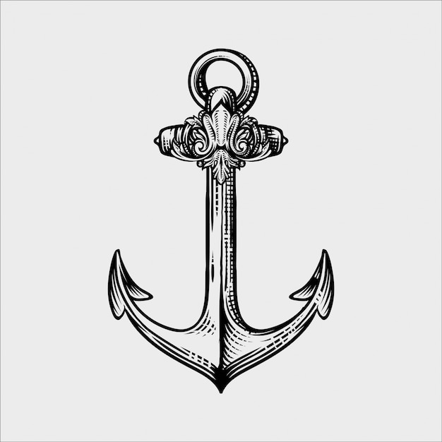 Anchor in graphic style hand-drawn vector illustration