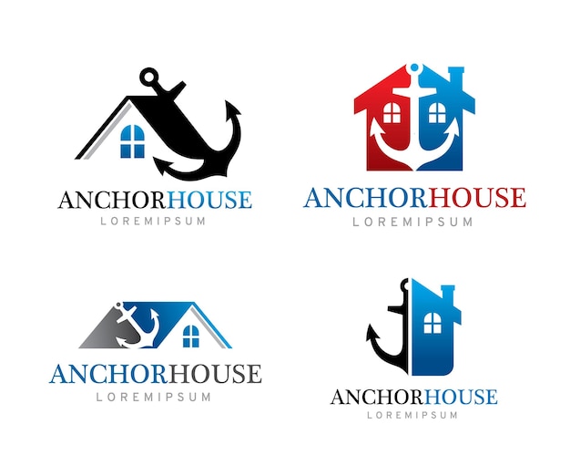 Anchor and house logo symbol or icon template