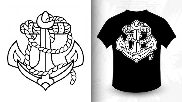 anchor, idea for t-shirt in monochrome style