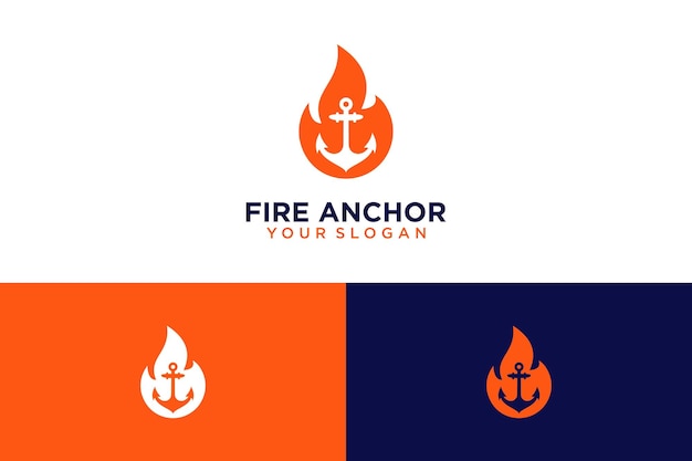 anchor logo design with fire or orange