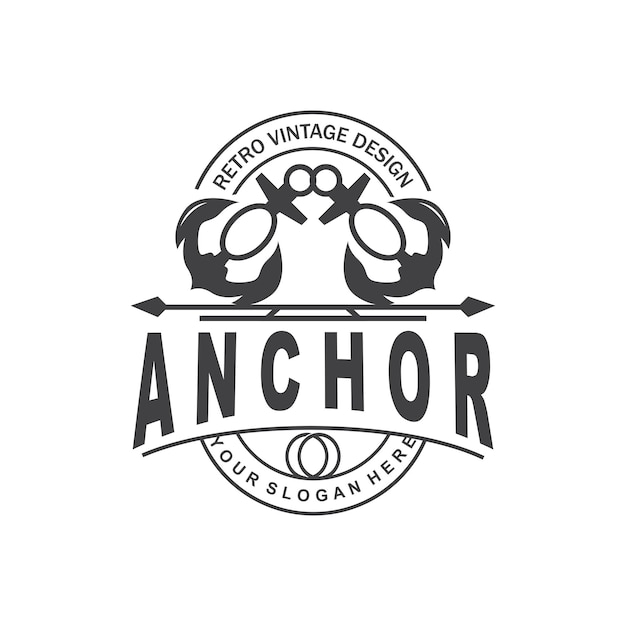 Anchor Logo Ocean Ship Vector Simple Minimalist Design Anchor Icon Spartan Ocean Symbol Template Illustration