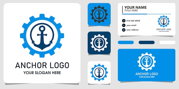 Anchor logo with gear symbol and bussiness card