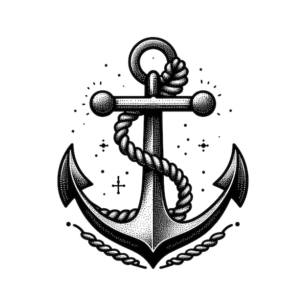 an anchor with a rope and a anchor on it