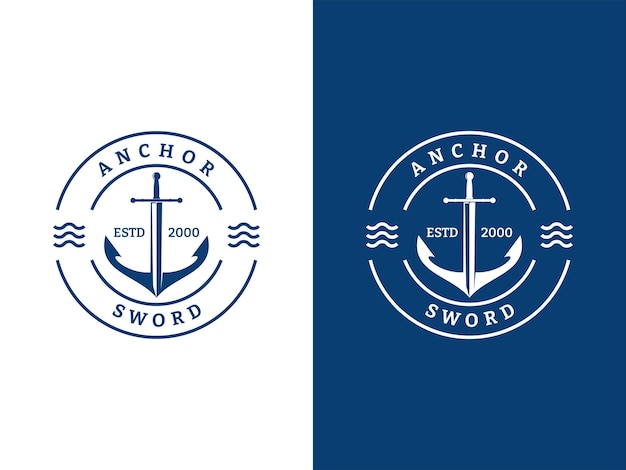 Anchor with sword symbol logo design vector