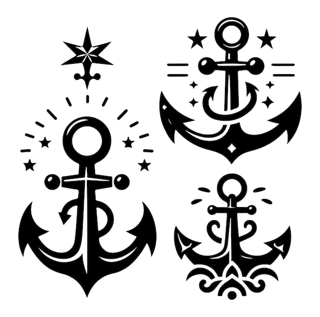 Anchors icon Silhouette vector illustration on white background