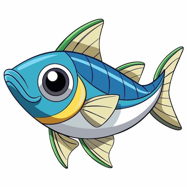 anchovies fish sits vector white background vector illustration kawaii