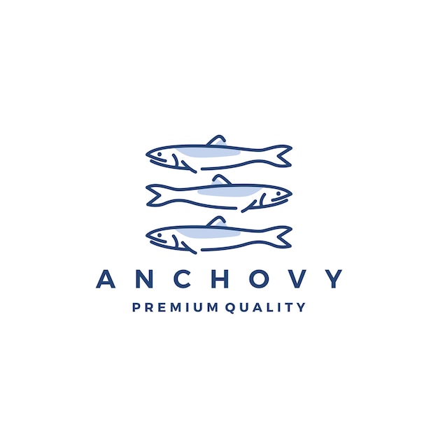 Anchovy fish logo vector icon seafood illustration