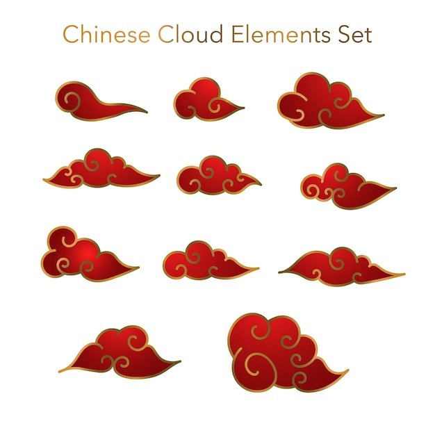 Ancient Chinese Cloud Elements Set