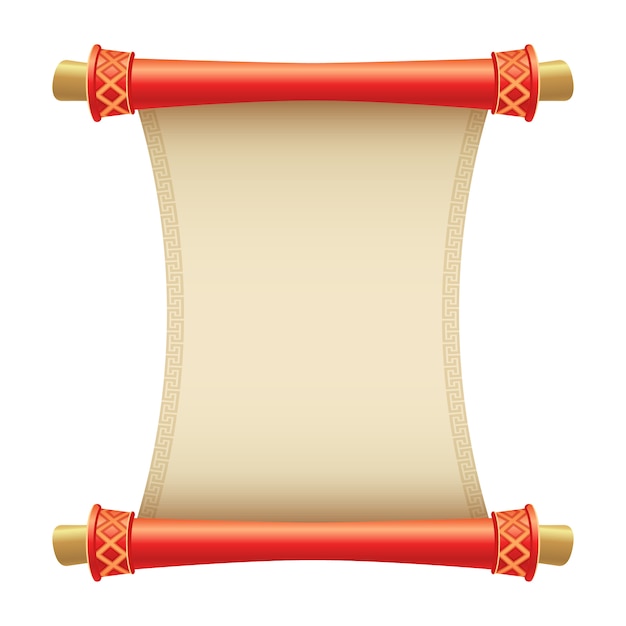 Ancient Chinese scroll illustration with place for your text. Cartoon style   illustration.