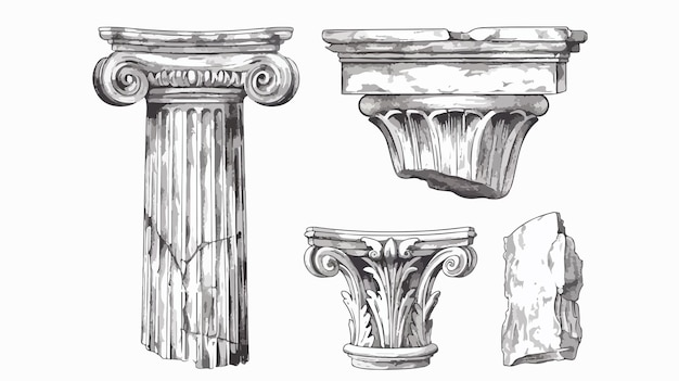 Vector ancient column part vector illustration handdrawn