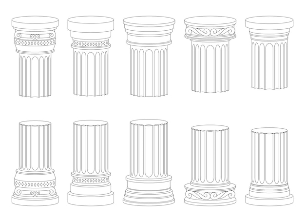 Vector ancient columns vector design illustration isolated on background