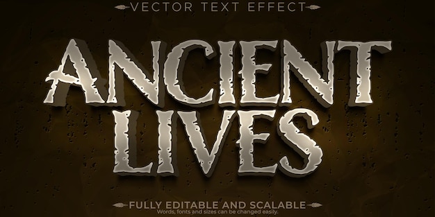 Vector ancient editable text effect editable rock and stone text style