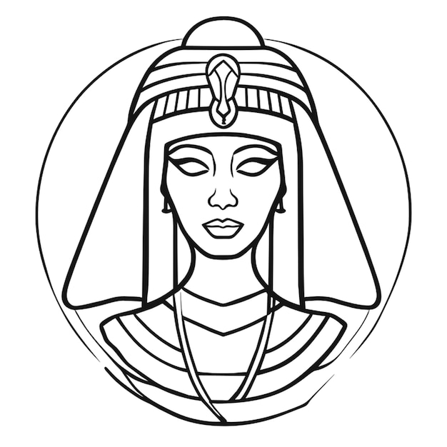 Vector ancient egypt cleopatra vector illustration line art