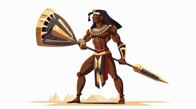 Ancient Egypt Warrior with Sword Isolated Vector Illustration