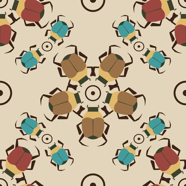 Ancient Egyptian themed vector seamless pattern with scarabs