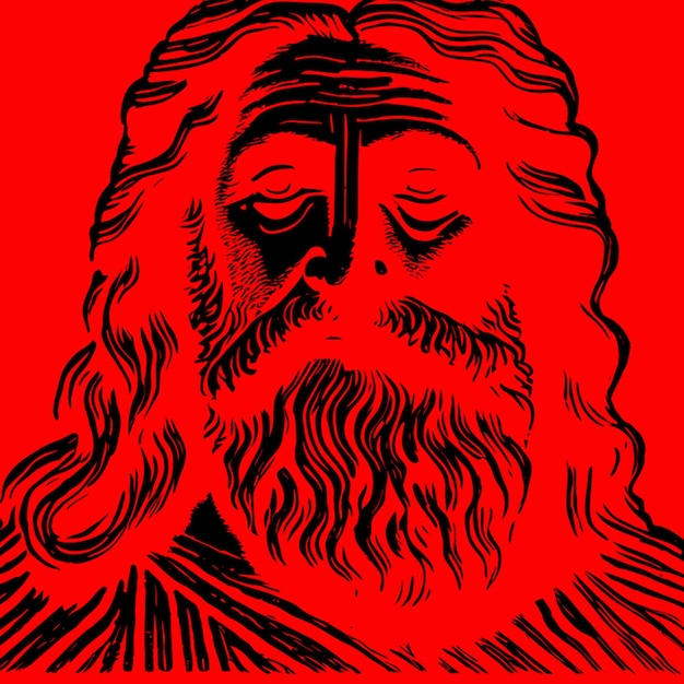 ancient god jesus extremely detailed vector illustration engraving