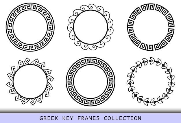 Ancient Greek black frames patterns set of antique borders from Greece