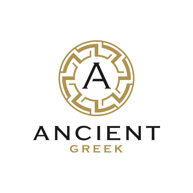 Ancient greek border frame logo design initial template