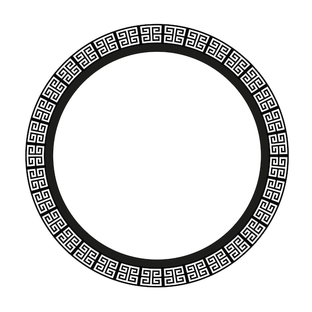 Ancient greek key black frame pattern round antique border from greece