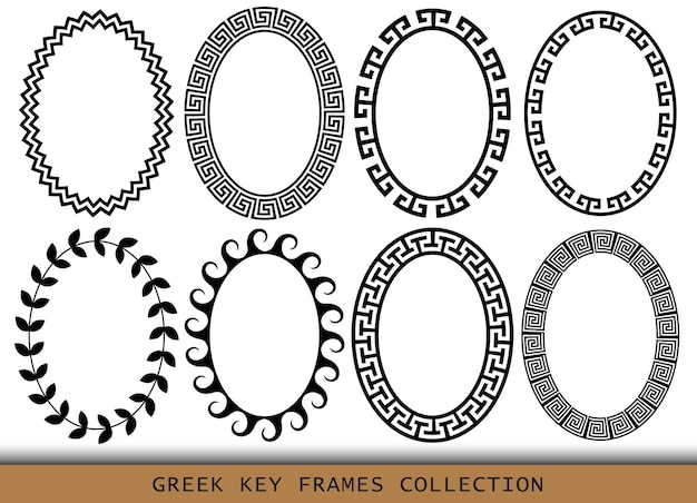 Ancient Greek oval frames patterns set of antique borders from Greece