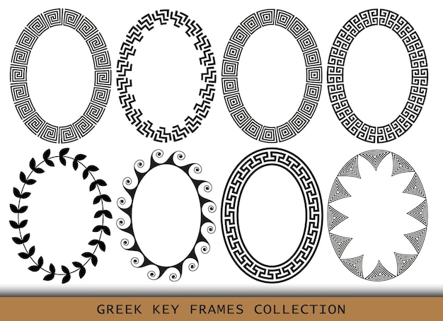 Ancient Greek oval frames patterns set of antique borders from Greece