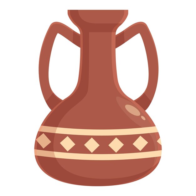 Vector ancient greek style terracotta amphora with two handles and geometric pattern