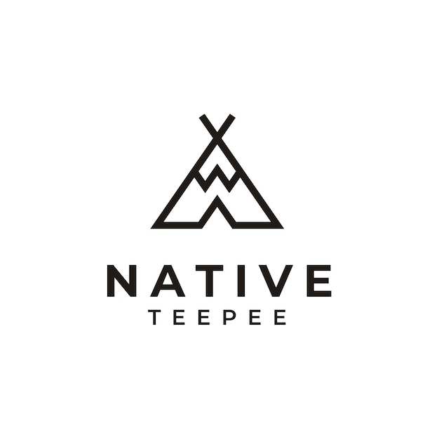 Ancient Indian Native Tent Tee Pee logo design with simple line art style