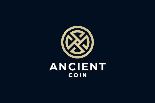 Ancient luxury gold coin logo