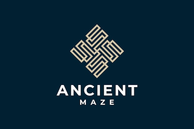 Ancient maze geometric antique logo vector symbol