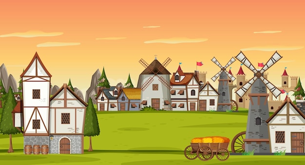 Ancient medieval village background